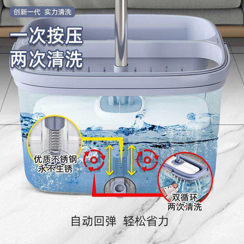 拖把家用一拖新款水拖地神免手洗懒RMW人脚踩吸净水墩布挤平板器