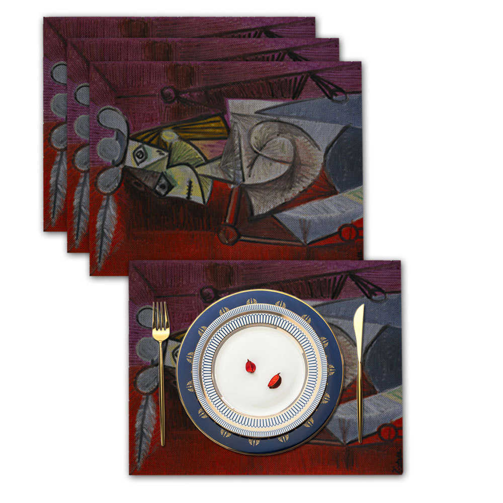 布盘毕加索盘子垫垫艺垫创意欧式棉麻西餐垫桌餐碗垫布隔热餐餐巾