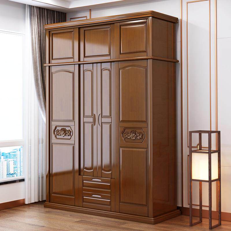 现代简约全实木衣柜拉门大卧室推家9413#用小户型移门柜子中原木