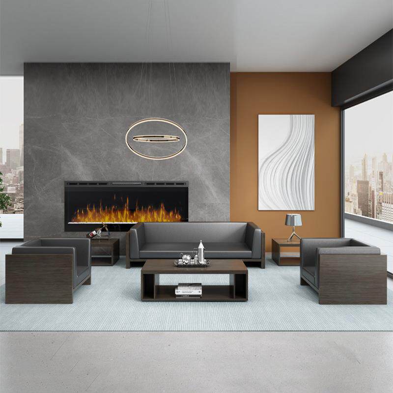 办公沙发小型约现代商式务板室沙发会客办公室西皮沙简发茶A018几