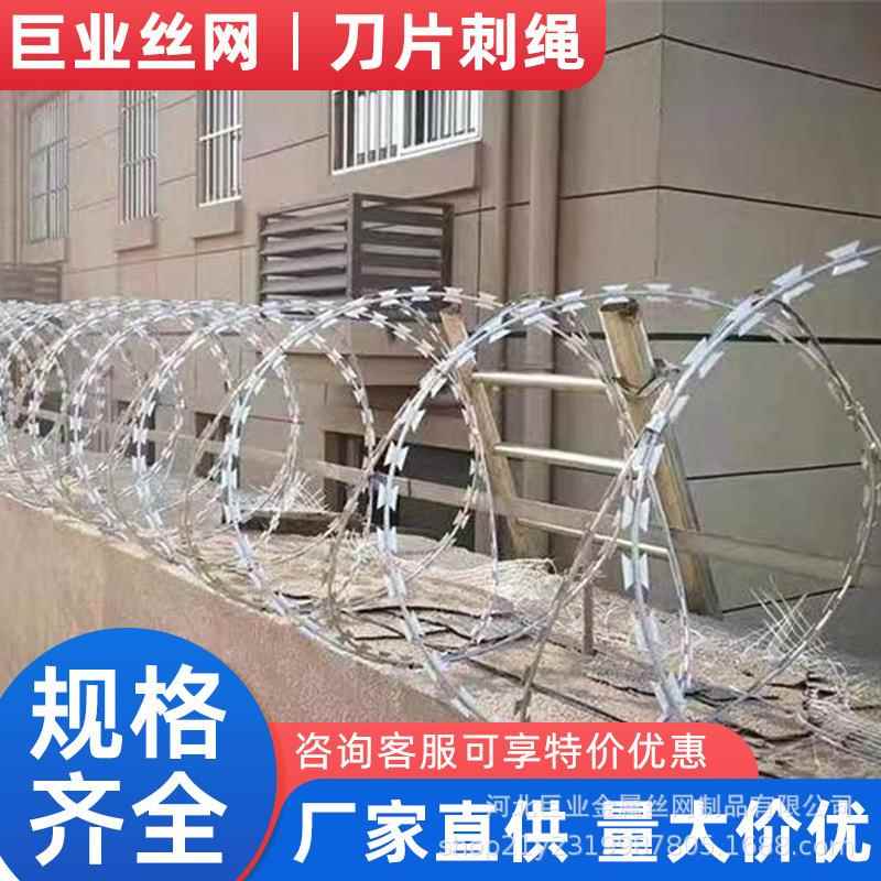 学校围墙刀片刺绳铁蒺藜滚笼热镀锌304材质带刺护栏防攀爬铁丝