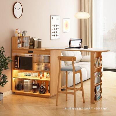 吧台餐边柜一体实木日小户缩餐桌型FSJ窄伸岛台家式用客厅沙发隔
