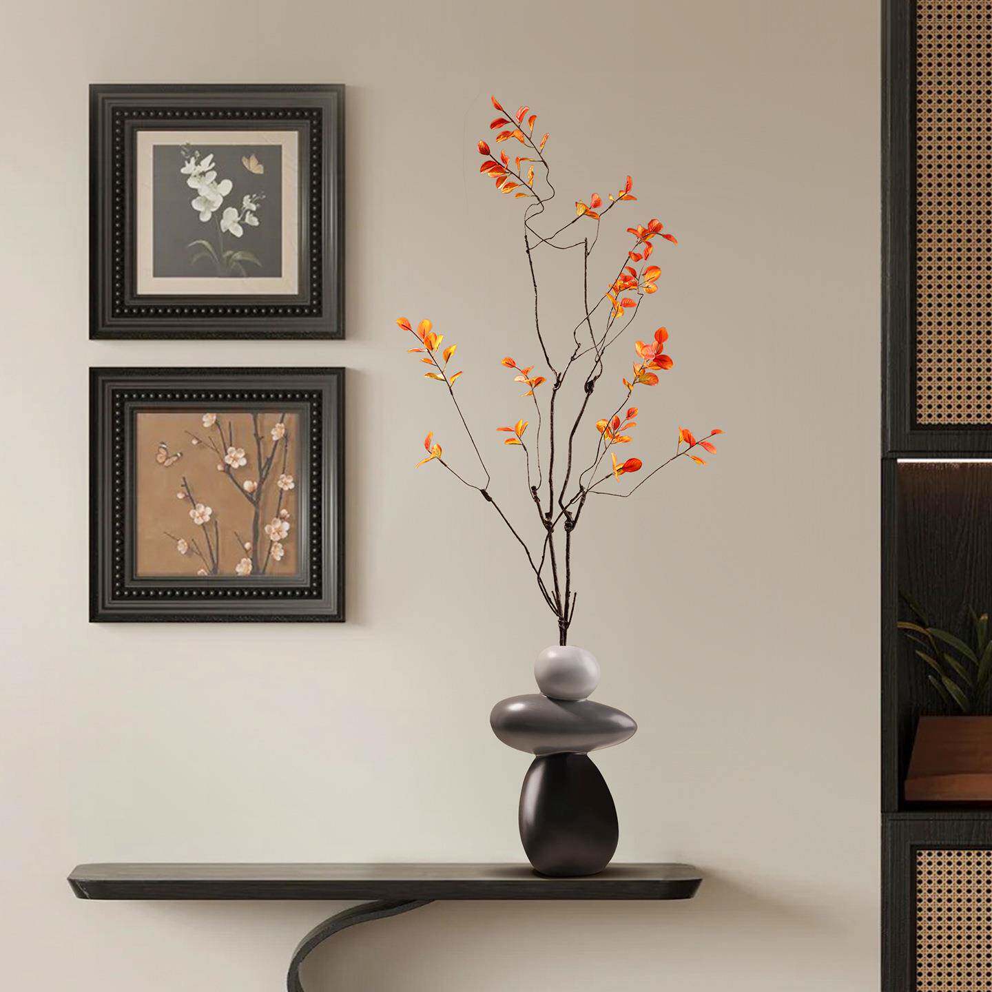 2026新款中式入户玄关壁龛石来运转花瓶客厅电视柜家居装饰品摆件