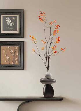 2025新款中式入户玄关壁龛石来运转花瓶客厅电视柜家居装饰品摆件