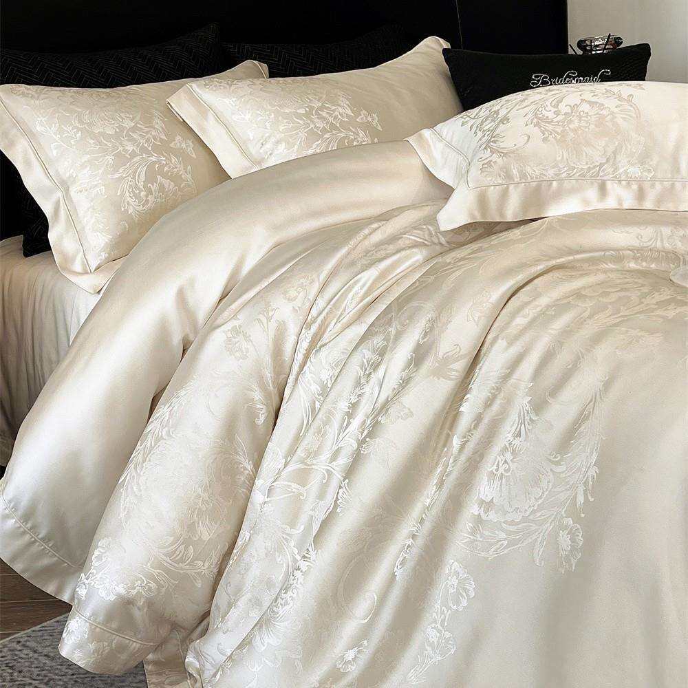 维也纳 |高端轻奢天丝棉提花四件套欧式裸睡床单被套夏季床上用品