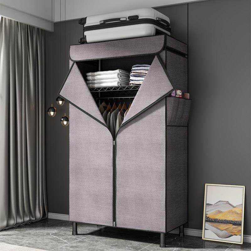 溢彩年华简易衣柜布艺钢架牛津布加粗加固简约现代经济型组装衣橱