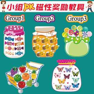 糖果水果班级小组PK分组管理比赛竞赛教师公开课堂激励磁力黑板贴磁铁教具代币神器磁性竞争积分奖励机制道具