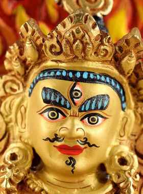 高档藏传财宝王佛像尼泊手全鎏金密宗财神尔毗沙门民族像工摆件 7