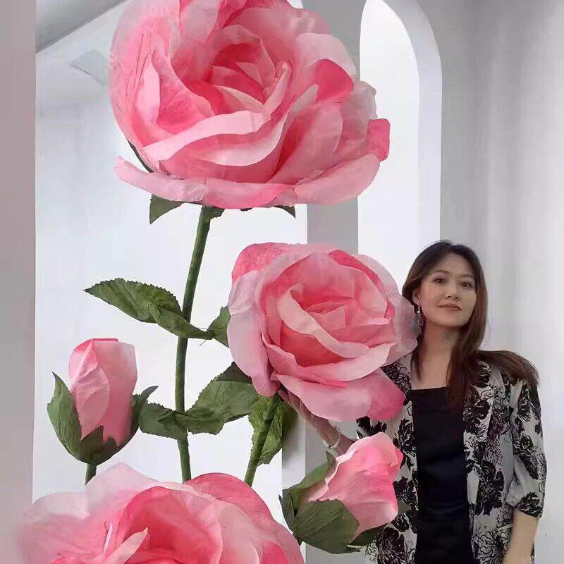 巨型仿真玫瑰花摆件商场店铺橱窗装饰玫瑰花假花婚礼节日表白布置
