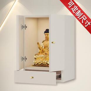 实木定制 龛壁挂式带门神龛 柜上墙菩萨供桌家用小型财神供奉台