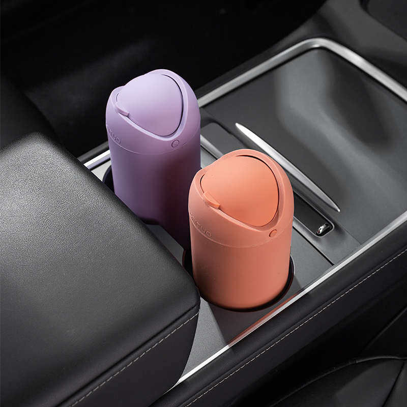 车载硅胶垃圾桶带盖车内收纳桶车用清洁置物桶便携式高级感垃圾筒