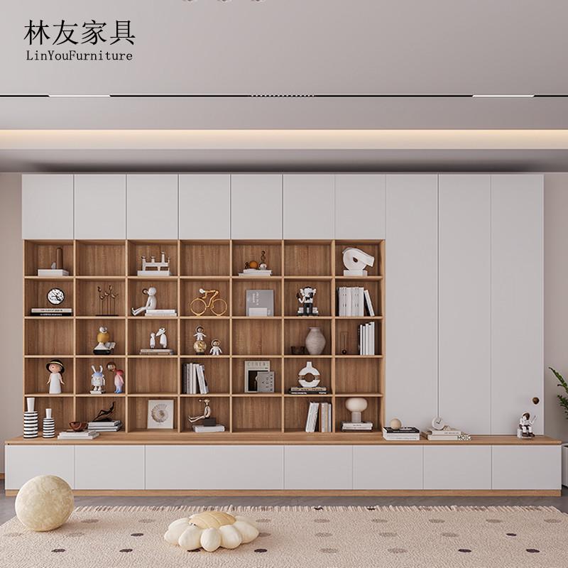 定制满墙书柜去客厅化满墙书架一体到顶书橱儿童置物柜现代背景墙