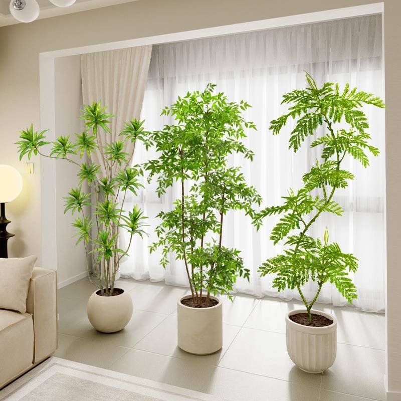 蓝花楹仿真绿植室内大型盆栽办公室植物客厅落地式办公绿植
