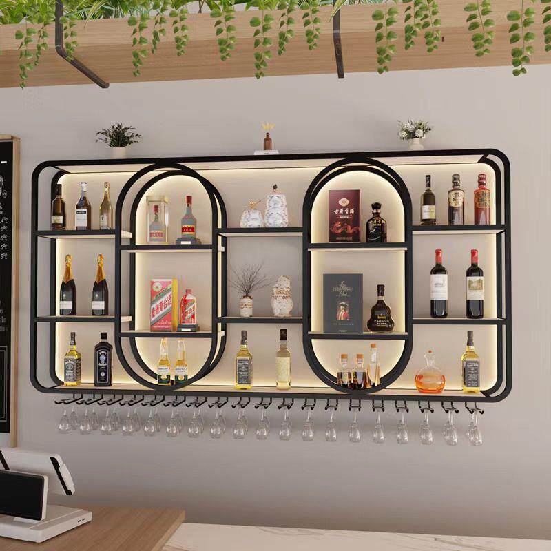 吧台墙上发光酒柜简约壁挂酒架客餐厅挂墙展示柜家用置物架收纳架
