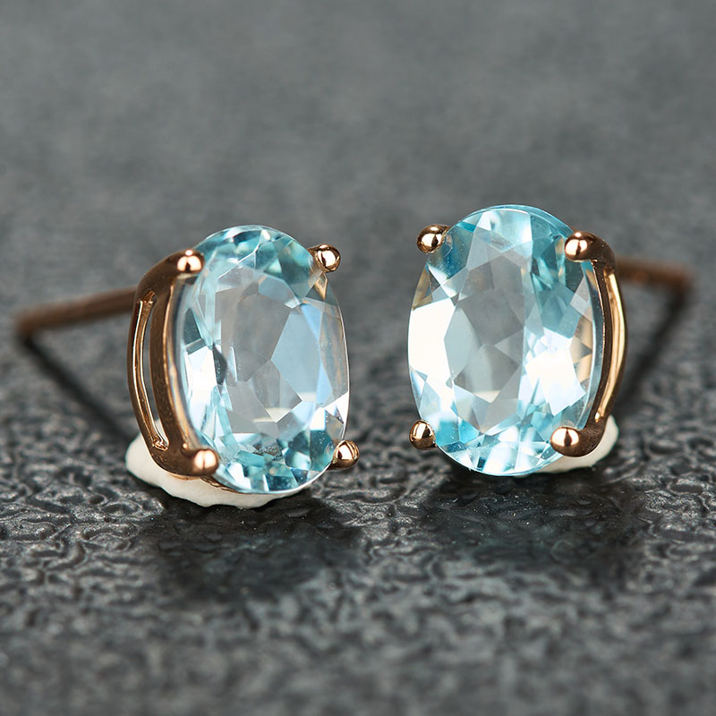 亏本捡漏价 主石2.39克拉海蓝宝石耳钉(1对)18k金镶嵌耳饰女礼品