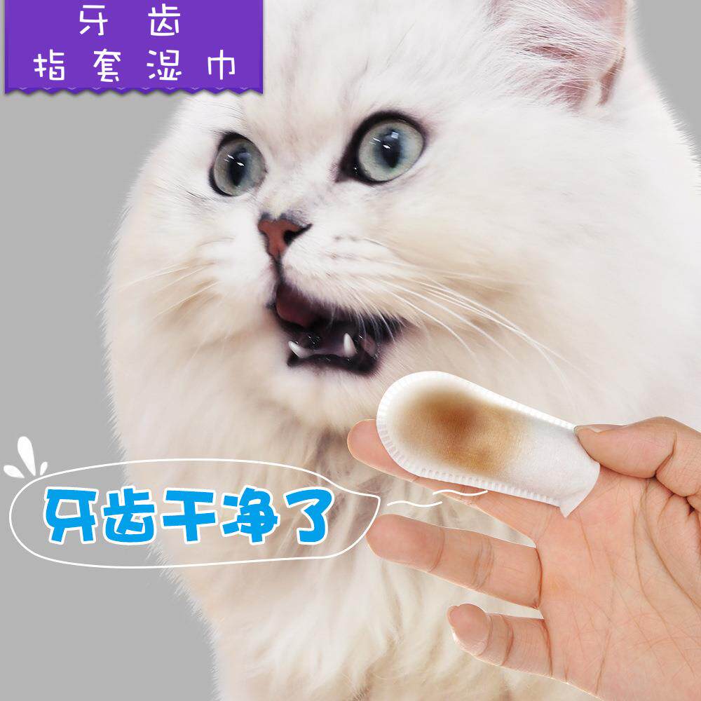 派锐宠物洁牙湿巾狗口腔牙齿清洁祛除猫咪清新口气牙垢结石手指套
