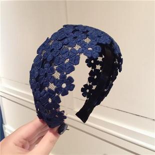 高端发箍遮白发神器超宽边蕾丝头箍新款 黑色刘海一体高颅顶头饰发