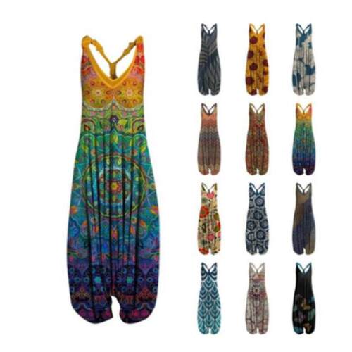F 70069 Sunflower Print Sleeveless Jumpsuit 向日葵印花无袖连