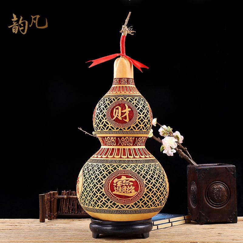 天然大葫芦摆件家居雕刻挂件礼品玄关客厅装饰真葫芦门对门中国结