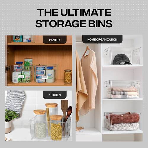 Clear Plastic Storage Bins Containers Pantry Organizers