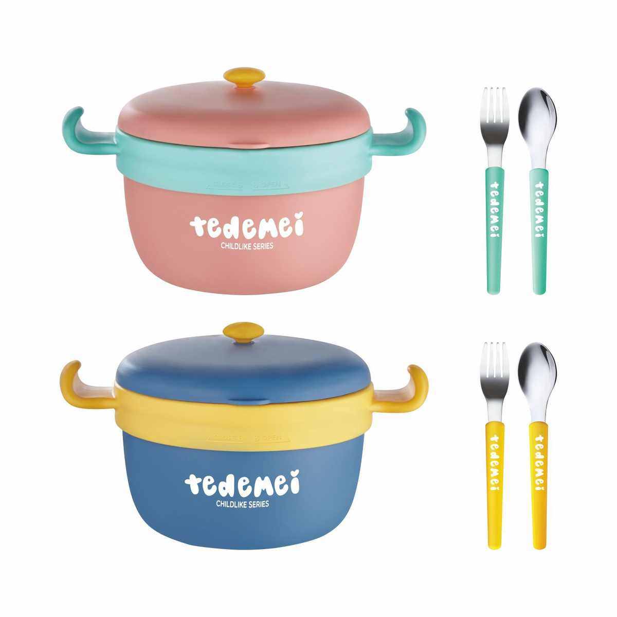 童真304不锈钢饭盒带餐具手提防滑垫儿童碗可做礼品logo,餐饮具,保鲜盒,淘宝优惠券,粉丝福利购,淘宝优惠卷