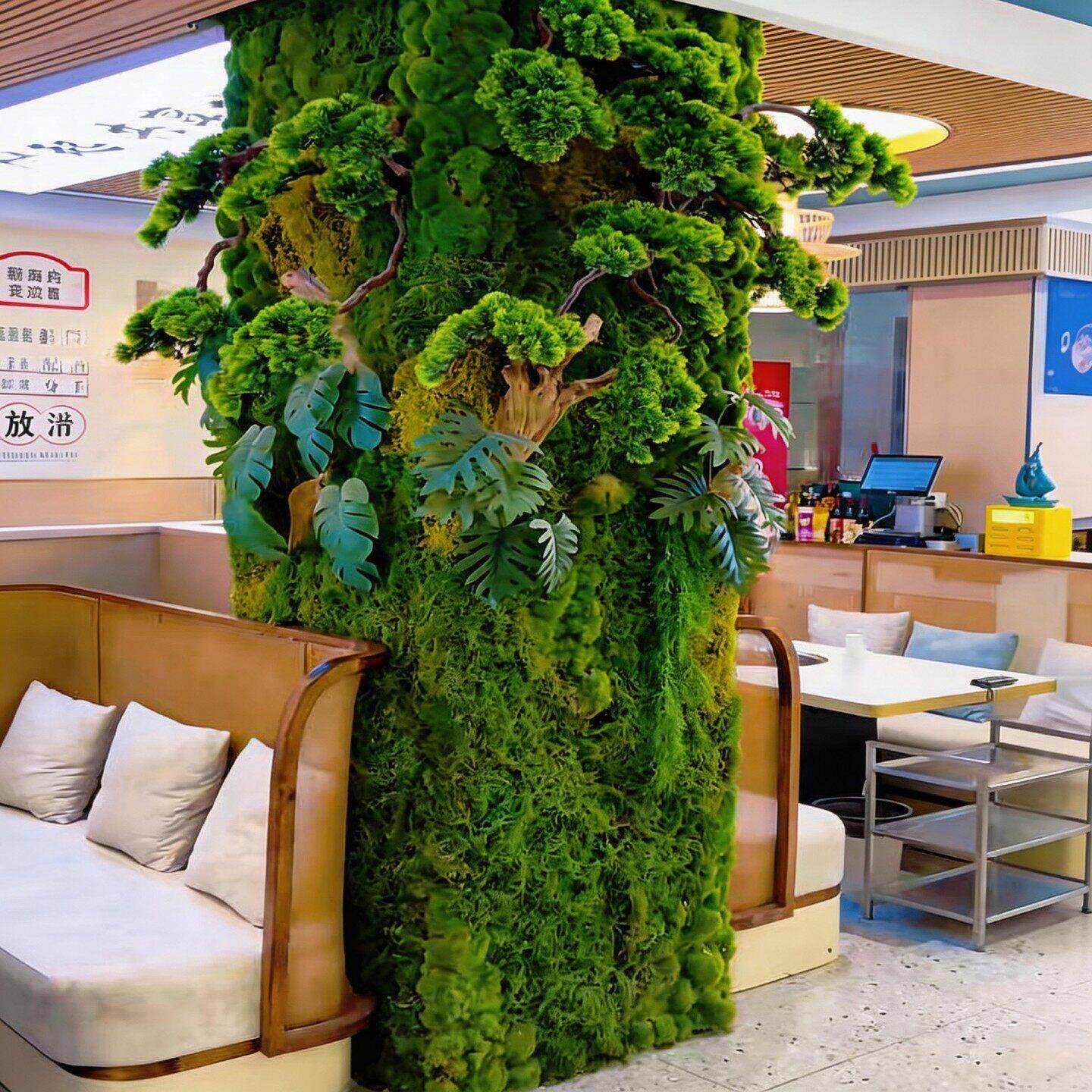 高级感仿真立体绿植墙造景室内仿生苔藓植物墙装饰商业空间景观