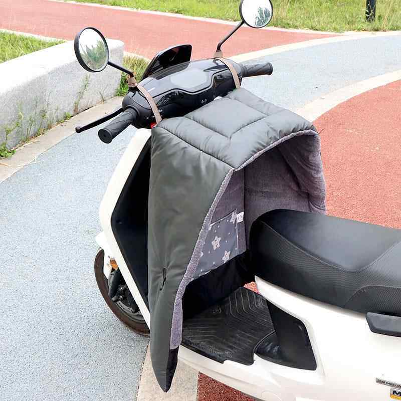 电动机车挡风被冬季两件式加绒加厚PU皮防水电瓶车护腿防风保暖罩