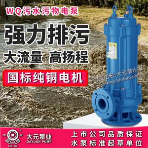浙江大元污水抽水泵潜水泵三相380v大流量高扬程泥浆养殖场排污泵