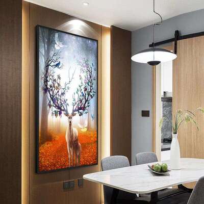 2022麋鹿森林十字绣自己刺线绣手工客厅玄关竖版新款家用简单