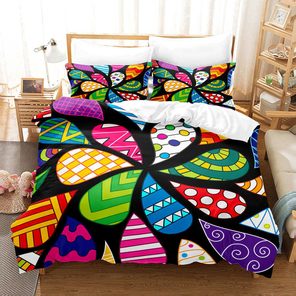 波西风格图案印花被套三件套3d套件 床上外贸数码米亚