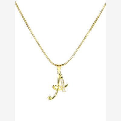 26 English letter necklace 26英文字母项炼铜镶锆石蛇炼锁骨炼