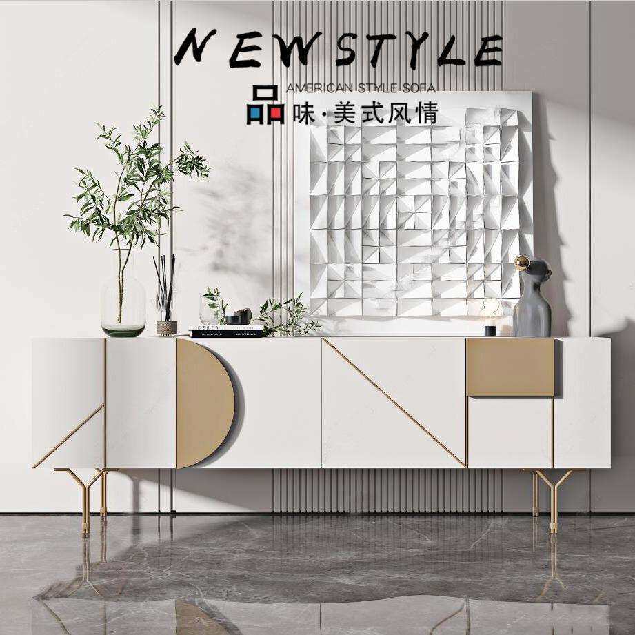 意式轻奢烤漆电视柜客厅小户型白色视听柜黑色地柜实木储物柜