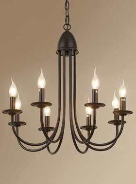 美式乡村铁艺吊灯欧式客厅餐厅卧室田园书房阳台现代简约复古灯具