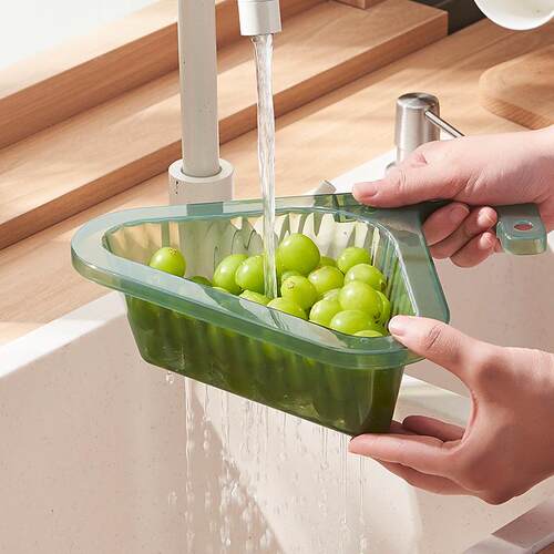 New Triangle Drain Basket Sink Organizer No-Drill Kitchen Fa