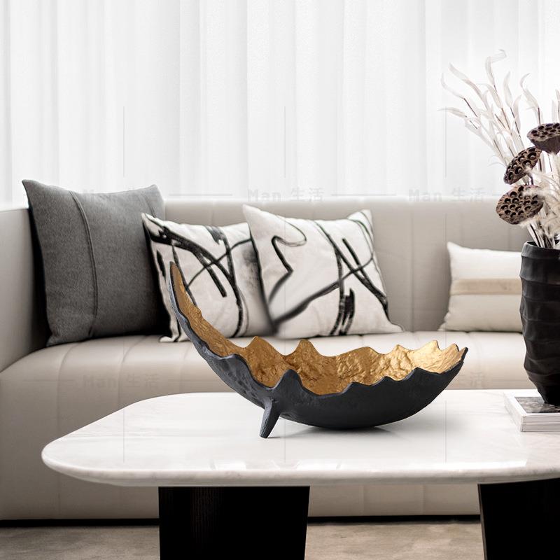 现代简约铝铸造创意收纳果盘摆件样板间售楼处客厅餐桌茶几装饰品