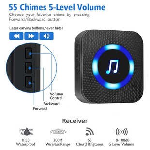 诺边无线电子防水音乐叮咚门铃远距离家用智能养老紧急老人呼叫器