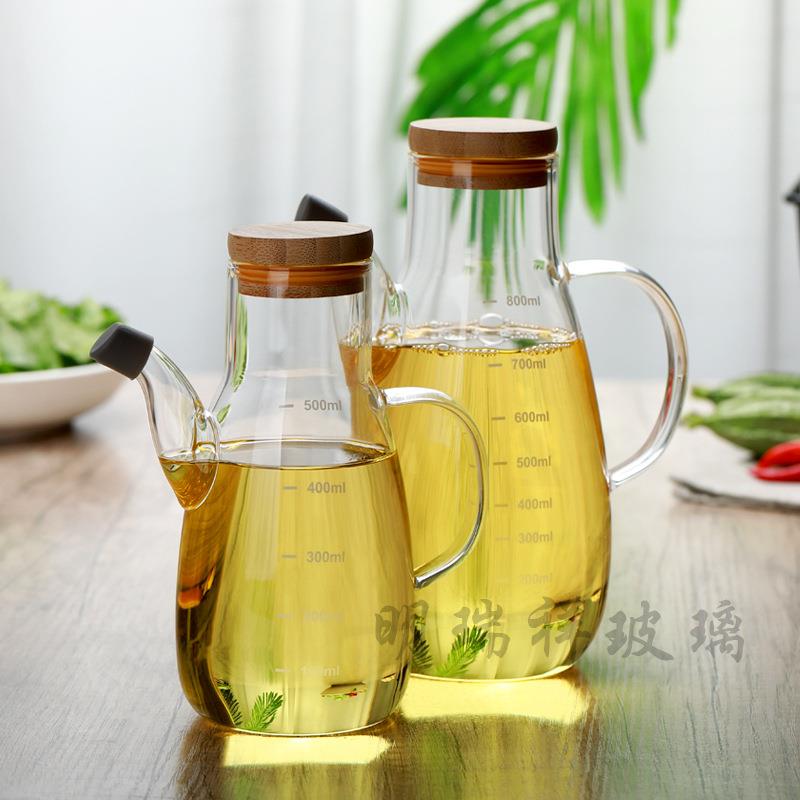 家用鹰嘴设计防回流带刻度可控厨房用玻璃品酱油调味玻璃油壶