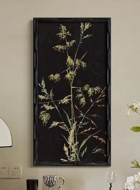 法式小众复古艺术客厅装饰画书房玄关壁画卧室黑色高级感花卉挂画