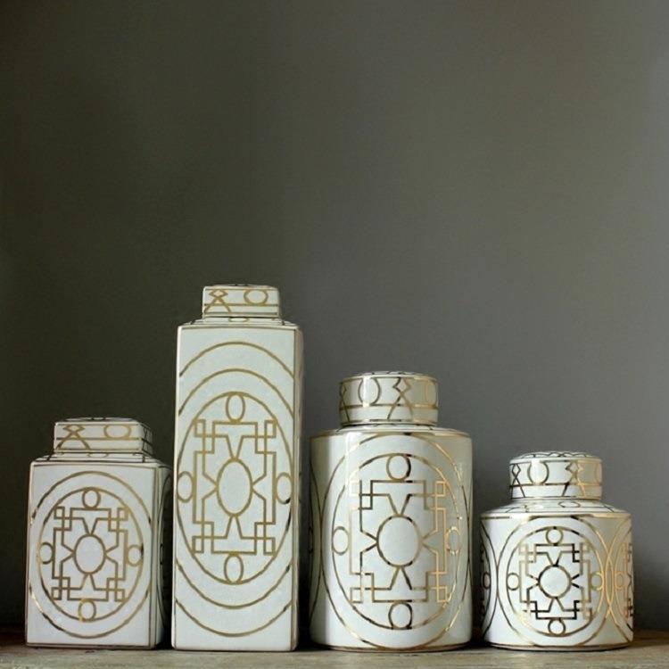 美式村复古储物罐摆件陶瓷客厅家居欧式插花瓶装饰品