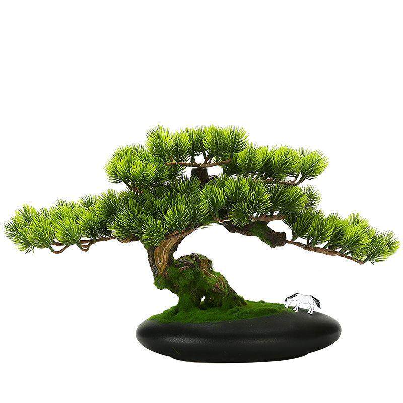 仿真植物盆景室内迎客松摆件绿植盆栽客厅办公室桌面装饰品新中式