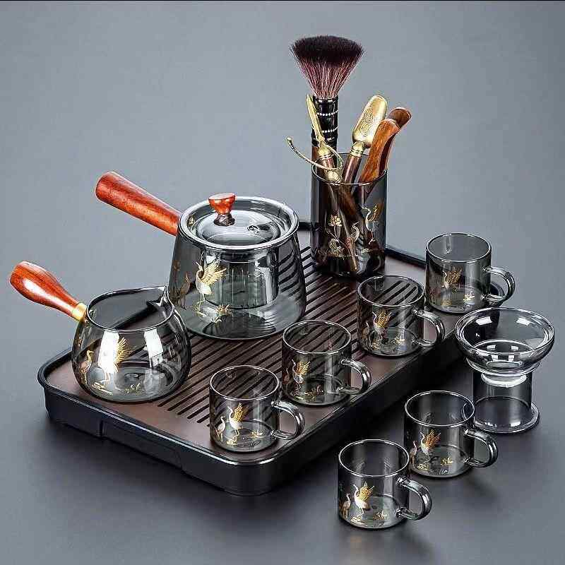烟灰色玻家璃奢茶具套装XNQ用轻高档透明茶壶办公室泡餐茶喝茶套