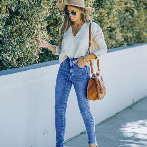 Women Jeans Slim Stretchy Elastic Skinny Pants Comfortable