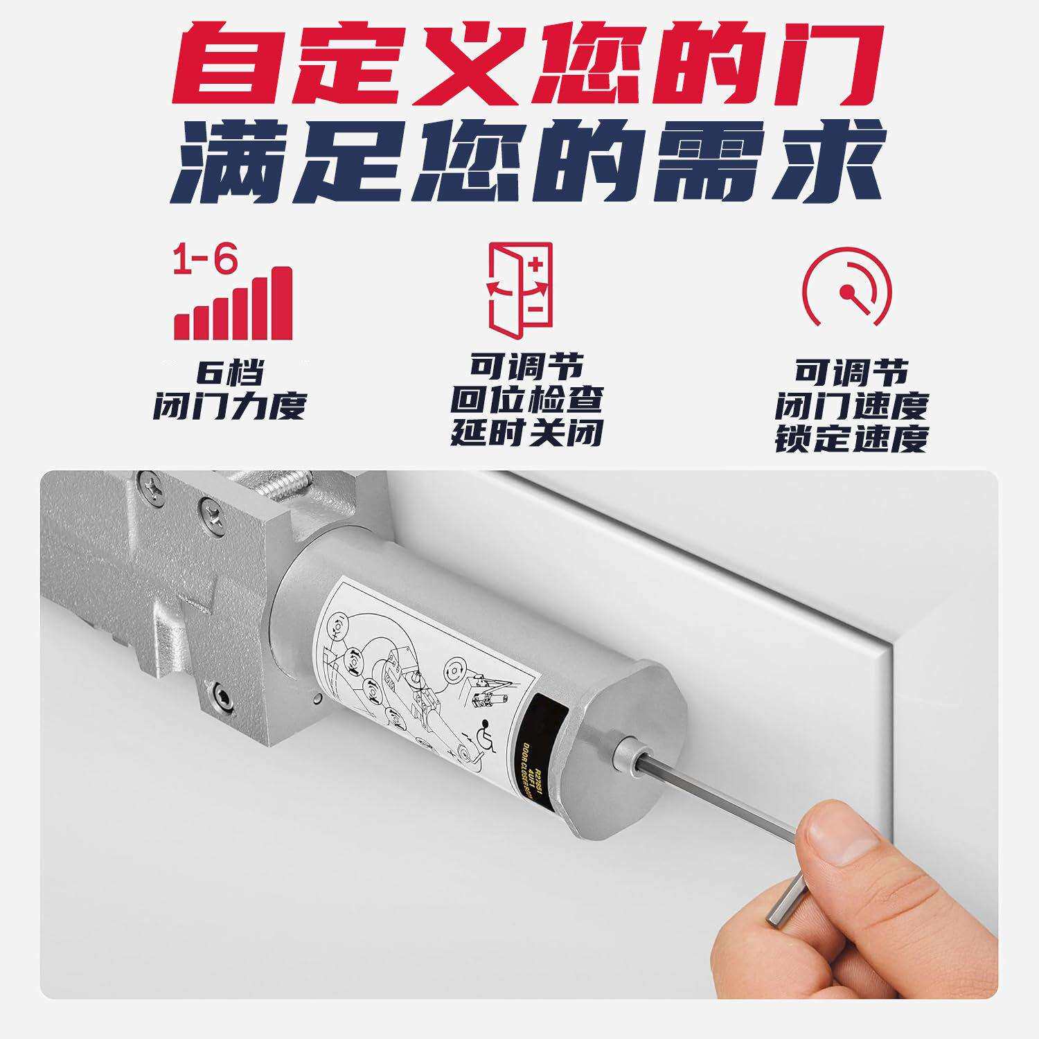 重型门逃生门闭门器缓冲定位150KG重型门闭门器防火门液压闭门器