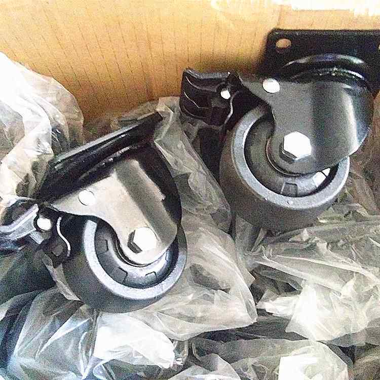 直万供3寸重型低重心脚轮黑色重心尼龙向刹车轮工业3寸定向轮牛低