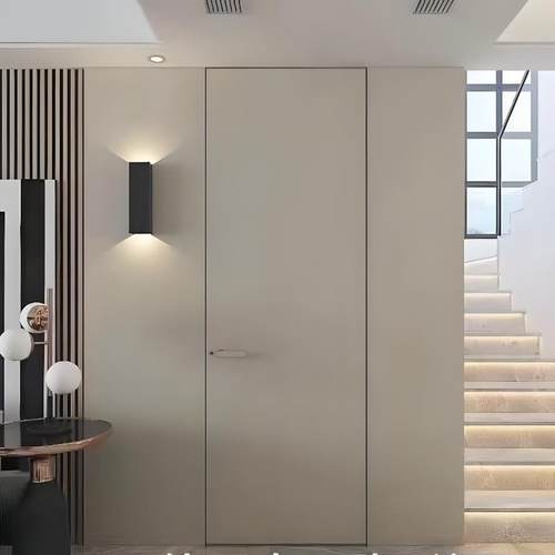 极简隐形门无框通顶门窄边铝木门极窄室内门微水泥实木覆合门暗门