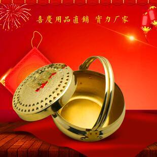 新款直销婚庆用品大中小号纯铜火铳旺盆结婚用品农村嫁妆节庆婚庆