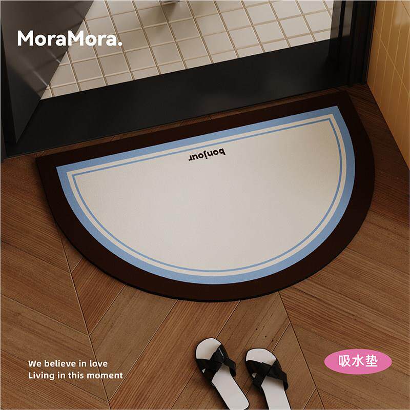 韩式覆古高级感浴室地垫半圆形化妆室门口吸水防滑脚垫矽藻泥地毯