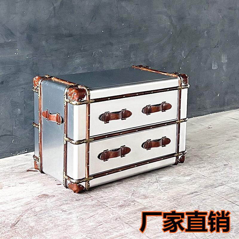 法式中古风边柜乡村复古皮箱子茶角几/边几