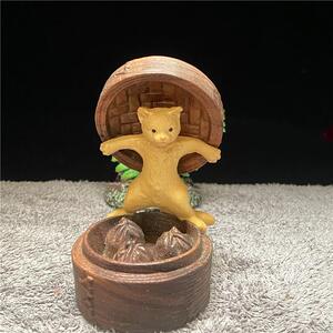 黄杨木雕刻家居客厅装饰品办公室摆件蒸蒸日上生肖鼠汽车可爱老鼠