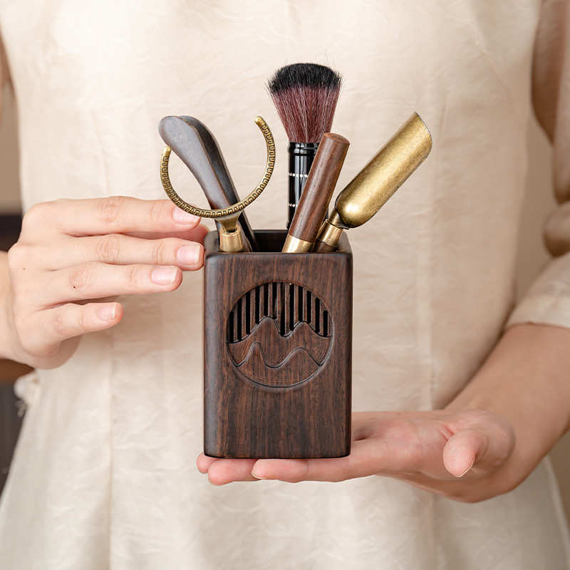 黑檀木茶道六君子实木茶道筒功夫茶具泡茶工具茶夹茶勺茶刀零配件